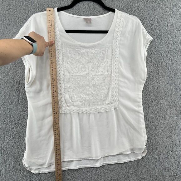 Chico's Emori Embroidered Top Size 3 Women's Extra Large Boho Natural - Picture 9 of 14